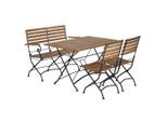 Gardenson , Anthrazit, Akaziefarben , Holz, Metall , Akazie , rechteckig , 120x75x80 cm , Stühle klappbar , Gartenmöbel, Gartenmöbel-Sets, Gartengarnituren