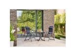 Siena Garden , Anthrazit, Schwarz , Metall, Kunststoff, Textil , Tisch klappbar, Stuhl klappbar, Rückenlehne mehrfach verstellbar , Gartenmöbel, Gartenmöbel-Sets, Gartengarnituren