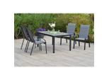Gardenson , Graphitfarben, Grau , Metall, Glas, Textil , rechteckig , Gartenmöbel, Gartenmöbel-Sets, Gartengarnituren