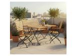 Gardenson , Anthrazit, Akaziefarben , Holz, Metall , Akazie , rechteckig , 120x75x80 cm , Stühle klappbar , Gartenmöbel, Gartenmöbel-Sets, Gartengarnituren
