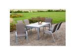 Gardenson , Silberfarben, Taupe , Metall, Glas, Textil , Stühle stapelbar, platzsparend verstaubar , Gartenmöbel, Gartenmöbel-Sets, Gartengarnituren