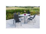 Gardenson , Schwarz, Silberfarben , Metall, Glas, Textil , Uni , rechteckig , 90x75x160 cm , Gartenmöbel, Gartenmöbel-Sets, Gartengarnituren