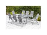 Gardenson , Braun, Silberfarben , Metall, Glas, Textil , Uni , rechteckig , Gartenmöbel, Gartenmöbel-Sets, Gartengarnituren