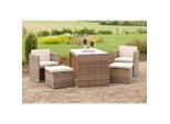 Gardenson , Naturfarben, Beige , Glas , Füllung: Schaumstoff , Tisch mit Glasplatte, platzsparend verstaubar , Gartenmöbel, Gartenmöbel-Sets, Gartengarnituren