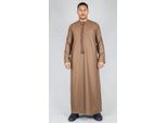 Bruine Thobe Emirati islamitische Jubba-jas voor heren Eid-kwast, normale pasvorm