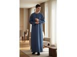 Heren blauwe Eid Marokkaanse Thobe gewaad Djellaba Ramadan Eid Jubba LFS-HM10