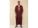 Heren bordeaux Marokkaanse Thobe Jubba Robe Eid Djellaba Gandoura