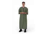 Mannen Ramadan Olijfgroen Marokkaanse Gandoura Thobe Robe Djellaba Eid Jubba-TT-006