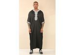 Heren zwarte Marokkaanse Thobe Jubba Robe Eid Djellaba Gandoura