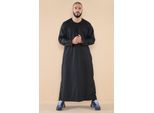 Mens zwarte Thobe Jubba Saoedische islamitische Arabische Eid Emirati Kaftan Jubbah kwastje gewaad