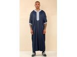 Heren blauwe Marokkaanse Thobe Jubba Robe Eid Djellaba Gandoura