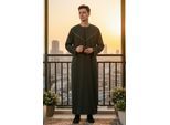 Herren Grüne Ramadan Marokkanische Jubba Robe Djellaba Eid Kaftan Thobe LFS -TT-007