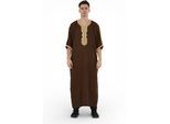 Heren Ramadan Bruin Marokkaanse Thobe Robe Djellaba Gandoura Eid Jubba- HM67