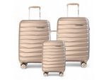 Harde schaal TSA rook champagne beige sterke koffer 8-wiel handbagage vakantie reiskoffer
