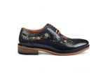 Justin Reess Heren Navy Blauw Leren Bloemenprint Brogue Dresschoenen - Ross