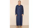Heren blauwe Thobe Jubba Saoedi-Islamitische Arabische Eid Emirati Kaftan Jubbah Tassel Robe