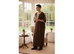 Mens bruin Ramadan Marokkaanse Thobe gewaad Djellaba Gandoura Eid Jubba LFS-HM67