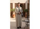 Graue Eid-Kapuzen-Marokkaner-Thobe-Robe für Herren, Djellaba, Gandoura, Ramadan, Jubba, LFS-HM3
