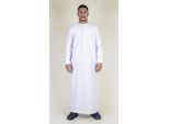 Heren witte Thobe Emirati islamitische Jubba gewaad Eid kwastje slim fit