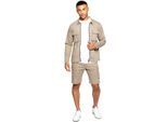 Enzo | Heren Cargo Trainingspak Met Korte Broek Set - Beige