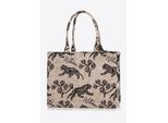 Wittchen Dames jacquard-patroon shoppertas, bruin en zwart