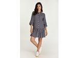 Navy en witte print jurk met knopen
