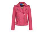 Dames leren fuchsia roze Brando bikerjack - Loddon