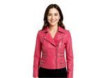 Dames leren fuchsia roze Brando bikerjack - Constantia
