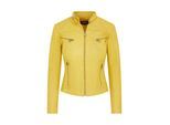 Dames geel slim-fit leren bikerjack - Maldon