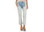 Lange Denim-Hose mit geradem Saum 10DBF0231 Frau