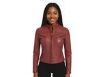 Dames bordeauxrood casual slim-fit leren bikerjack - Tulsa
