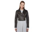 Vintage zwarte cropped Brando leren bikerjack voor dames - Bellville