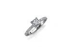 Einfacher quadratischer Ring - Silber und Kristall