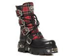 New Rock Tartan lederen gotische laarzen-391T-S1