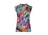 Fuchsia Sommer V-Ausschnitt Top in Print Stretch Jersey Stoff