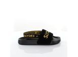 Slydes Coin Womens Slip auf Rückengurt Flip Flop Sliders Sandalen SS20 schwarzes Gold