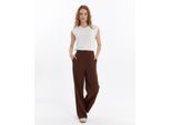 Dames Dubbel Crêpe Grassteek Detailed Zak Palazzo-broek Bruin