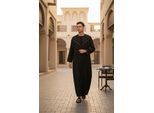 Herren Schwarz Ramadan Marokkanische Jubba Robe Djellaba Eid Kaftan Thobe LFS -TT-007