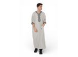 Heren grijze houtskool Marokkaanse Thobe Robe Eid Djellaba Gandoura Jubba- HM65
