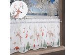 Scheibengardine OTTO HOME "Olwyn" Gr. 4, bunt (multi), B:120cm H:45cm, Polyester, Gardinen, Scheibengardine, weihnachtlich, transparent, bedruckt, schöne Haptik
