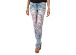 Lange Denim-Hose mit Rippeneffekt und schmalen Säumen F054176 woman