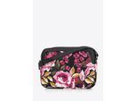 Wittchen Dames crossbody tas van jacquard en eco-leer, zwart en roze