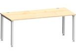 Schreibtisch MODENA FLEX, Rechteck, 4-Fuß Quadratrohr, B 1800 x T 800 x H 720-820 mm, Ahorn/weißaluminium
