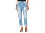 Lange Denim-Hose mit geradem Saum 10DBF0667 Frau