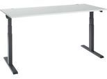 Schäfer Shop Select Schreibtisch ERGO-T 2.0, elektrisch höhenverstellbar, Rechteck, T-Fuß, B 1800 x T 800 x H 640-1300 mm, lichtgrau/anthrazit