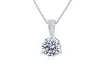 Pendentif SOLITAIRE avec Bélière Oxydes de Zirconium Argent 925 Livré avec Chaîne Offerte