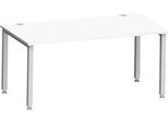 Schreibtisch MODENA FLEX, Rechteck, 4-Fuß Quadratrohr, B 1600 x T 800 x H 720-820 mm, weiß/weißaluminium