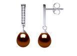Ohrringe Hängeohrringe Süßwasserperlen 6-7mm Schokoladenbirnen Schmuck 925