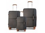 Harde zwarte, sterke koffer met 8 wielen, handbagage, vakantiekoffer
