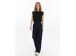 Dames Dubbel Crêpe Grassteek Detailed Met zakken Palazzo-broek Marineblauw